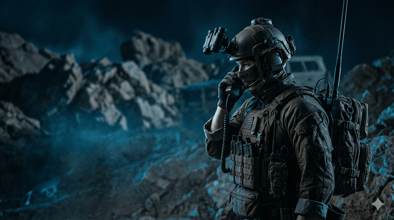 Operator on tactical radio